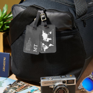 Étiquette À Bagage Tag de la carte gris du voyageur du monde