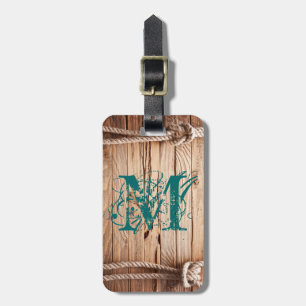 Étiquette À Bagage Tag de la corde rustique en bois de Monogramme