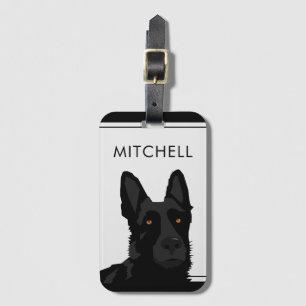 Étiquette À Bagage Tag de l'entraîneur de chien noir berger allemand