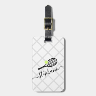 Étiquette À Bagage Tag de monogramme de tennis féminin personnalisé