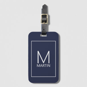 Étiquette À Bagage Tag de monogramme et de nom personnalisé moderne