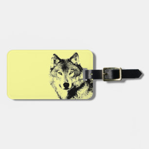 Étiquette À Bagage Tag de Personnaliser moderne de loup jaune propre