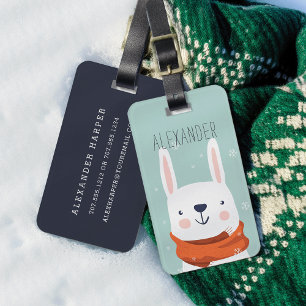 Étiquette À Bagage Tag de sac personnalisé de lapin d'hiver   Menthe