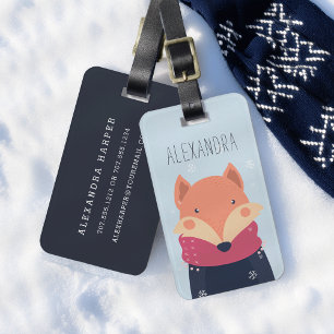 Étiquette À Bagage Tag de sac personnalisé Renard d'hiver   Ciel