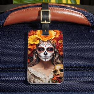 Étiquette À Bagage Tag de valise de la dame crâne de sucre