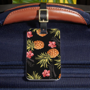 Étiquette À Bagage Tag de voyage vintage d'ananas tropical