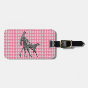 Étiquette À Bagage Tag femme Greyhound et Jacquard rose