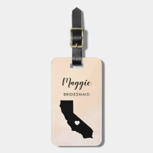 Étiquette À Bagage Tag Luggage Carte Californie, Mariage Bienvenue