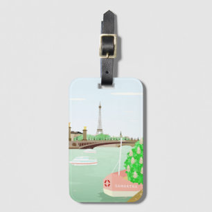 Étiquette À Bagage Tag Monogram Paris Luggage avec emplacement Carte 