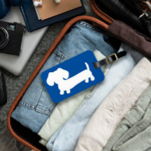 Tag Wiener Chien Voyage Royal Blue Dachshund Bagag