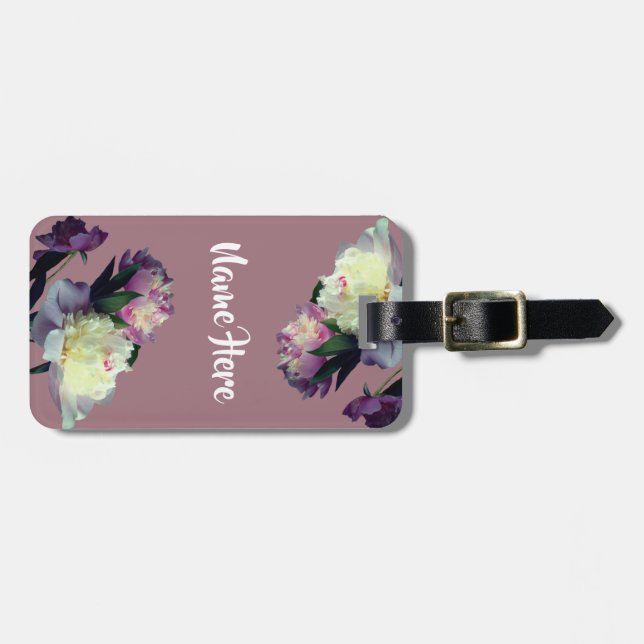 Étiquette À Bagage Tags Luggae Fleurs de pivoine (Devant horizontal)