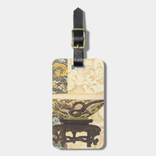 Étiquette À Bagage Tapisserie asiatique avec bol et design dragon