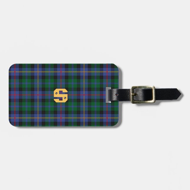 Étiquette À Bagage Tartan avec (ou sans) votre initiale (Devant horizontal)