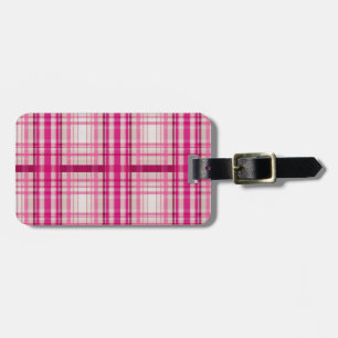Étiquette À Bagage Tartan écossais rose blanc Plaid Classic Bleu