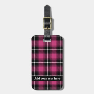 Étiquette À Bagage Tartan rose noir Plaid Personnalisé