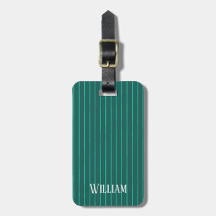Étiquette À Bagage Teal pinstripes