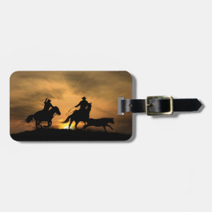 Étiquette À Bagage Team Roping Cowboys et Steer