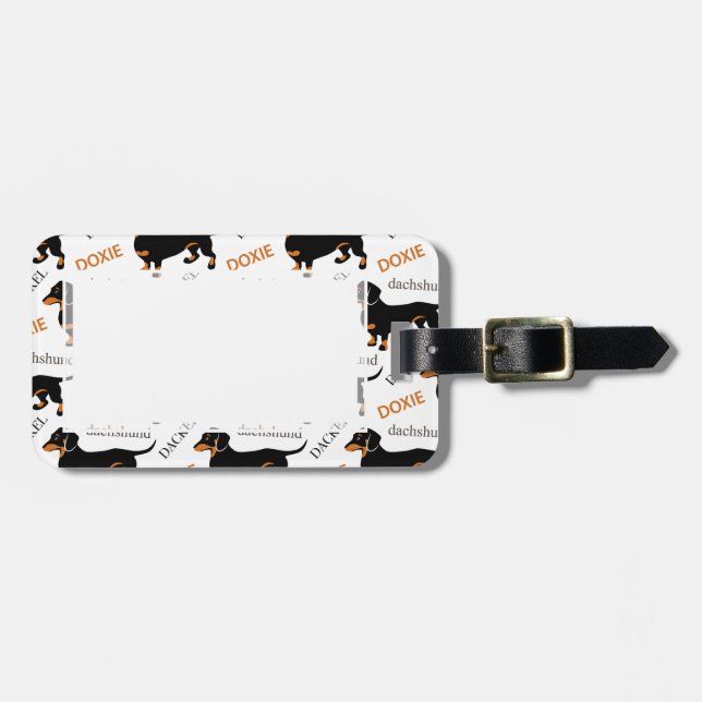 Étiquette À Bagage Teckel ou motif mignon de Doxie (Devant horizontal)