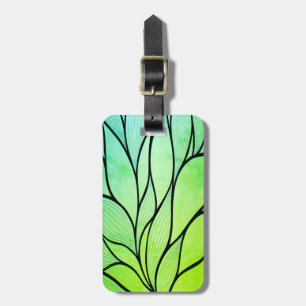 Étiquette À Bagage Teintes vertes vives motif créatif de feuilles