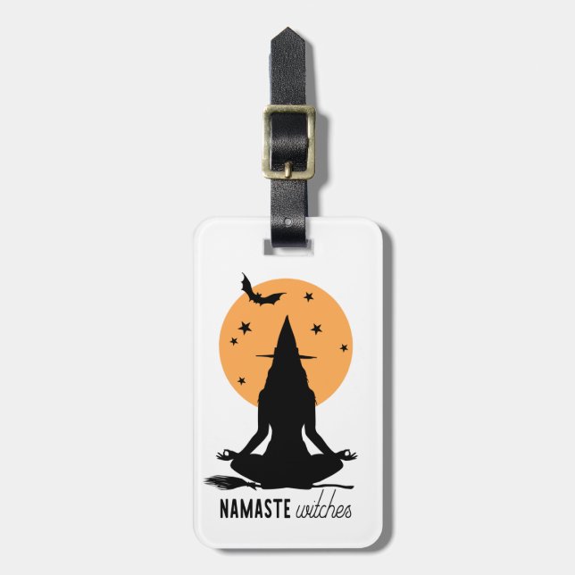 Étiquette À Bagage Témoins de yoga d'Halloween contemporain (Devant Vertical)
