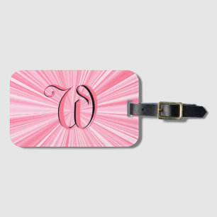 Étiquette À Bagage Tendance couleur rose chaud éclat Monogramme initi