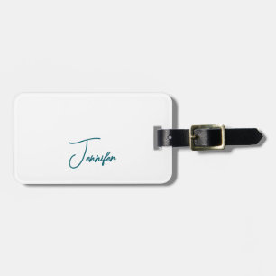 Étiquette À Bagage Tendance sarcelle foncé Moderne Minimaliste Nom éc