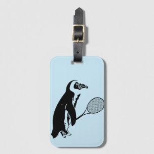 Étiquette À Bagage Tennis de pingouin bleu clair