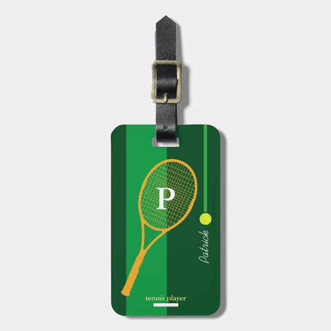 Étiquette À Bagage tennis de sport vert personnalisé (Devant Vertical)