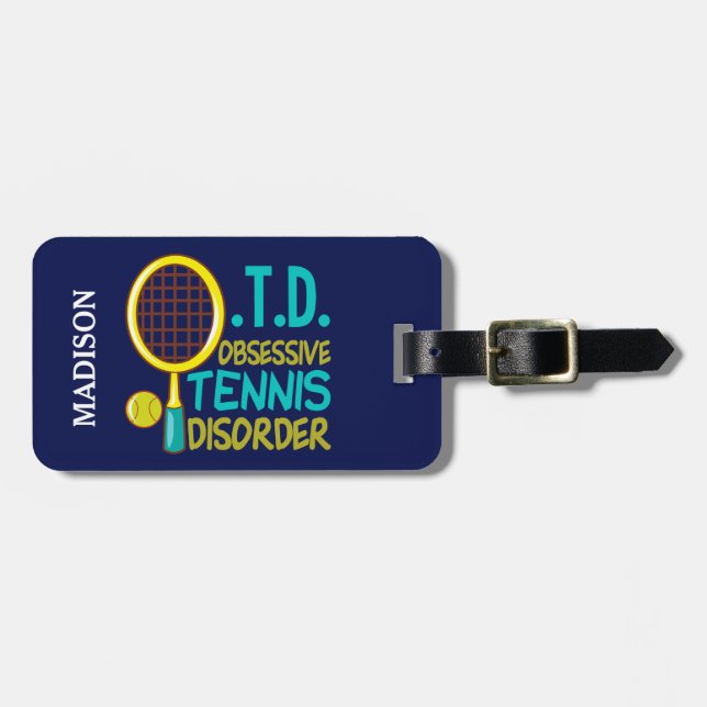 Étiquette À Bagage Tennis drôle (Devant horizontal)