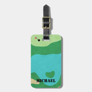 Étiquette À Bagage Terrain de golf de vue d'oeil d'oiseau - nom fait