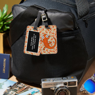 Étiquette À Bagage Terre tachetée rouge sur le plancher forestier Bla