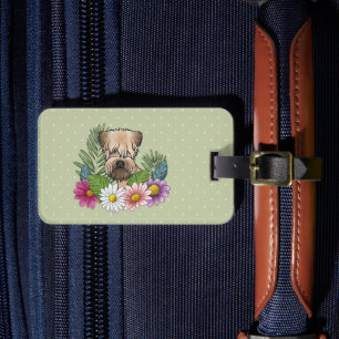Étiquette À Bagage Tervueren à poil doux Fleurs colorées Vert