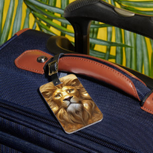 Étiquette À Bagage Tête de lion doré superbe