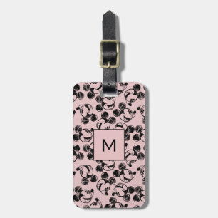 Étiquette À Bagage Tête de Mickey Mouse Motif de dessin rose