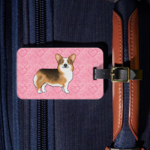 Étiquette À Bagage Tête rousse Tri Pembroke Welsh Corgi Amour Rose