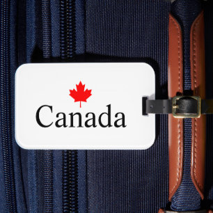 Étiquette À Bagage Texte canadien personnalisé avec feuille d'érable 
