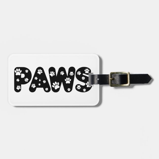 Étiquette À Bagage Texte personnalisé des pattes de chien (Devant horizontal)