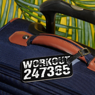 Étiquette À Bagage Texte usé et rayé Workout 247365 blanc