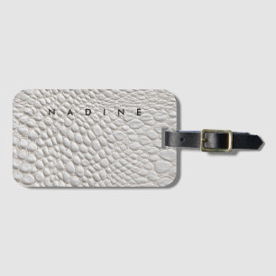 Étiquette À Bagage Texture cuir blanc