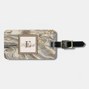 Étiquette À Bagage Texture de marbre tendance cool, personnalisée ave