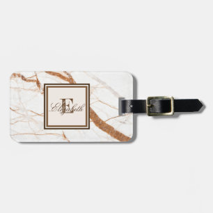Étiquette À Bagage Texture de pierre de marbre cool, personnalisée av