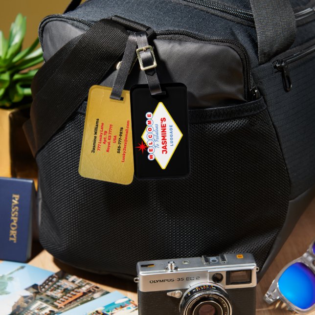 Étiquette À Bagage Thème de casino de signe de Vegas (Recto & Verso)