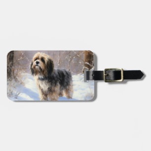 Étiquette À Bagage Tibetan Terrier Qu'il neige Noël