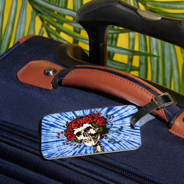 Étiquette À Bagage Tie Dye Blues avec crâne et roses (Insitu Rectoal 3)