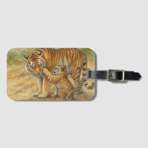 Étiquette À Bagage Tiger Tenderness - Parent et Cub en Forêt