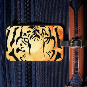 Étiquette À Bagage Tiger yeux en silhouette noire