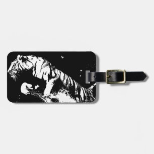 Étiquette À Bagage Tigre noir et blanc