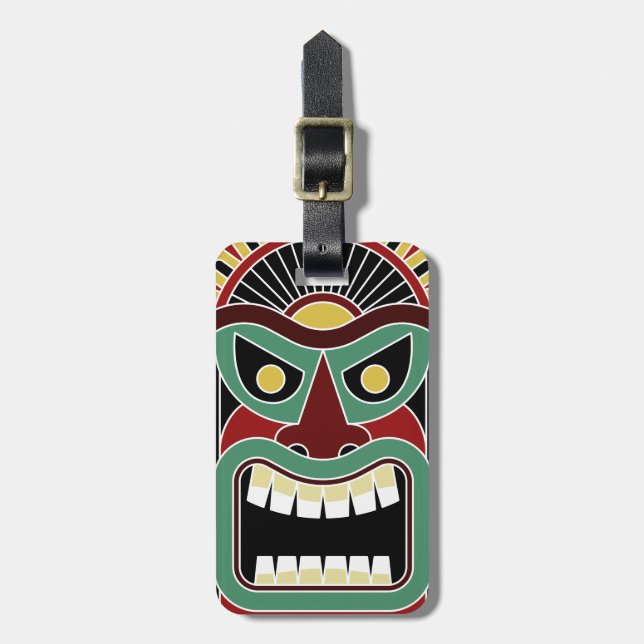 Étiquette À Bagage Tiki Totem étiquette de bagage texte personnalisée (Devant Vertical)