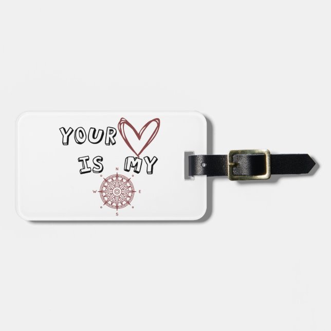 Étiquette À Bagage Ton coeur est mon boussole (Devant horizontal)