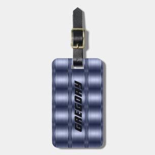 Étiquette À Bagage Tons bleu mou métallique Motif